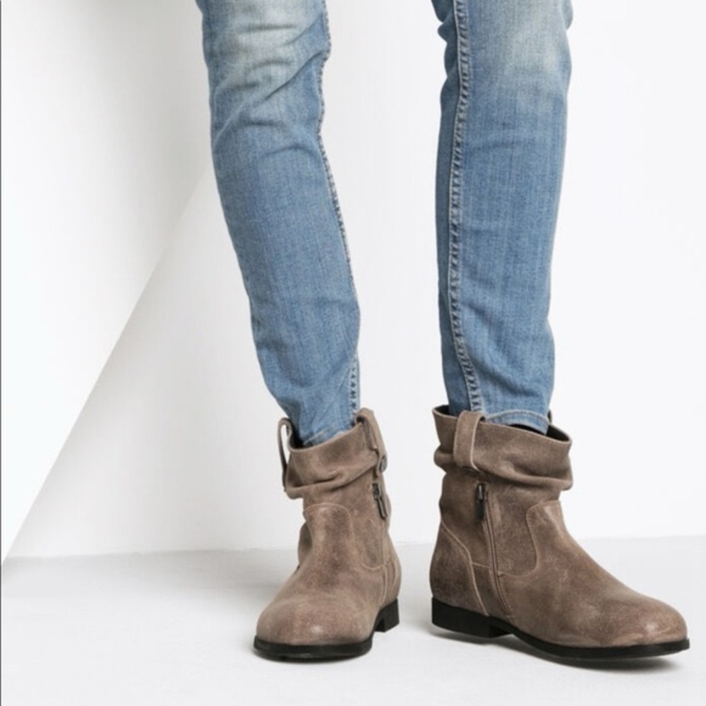 Birkenstock Sarnia Suede Ankle Boots Taupe Slouch Zip | Size 37 US 6/6.5 - Picture 3 of 12